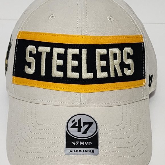Pittsburgh Steelers '47 Brand MVP Adjustable Crossroad White Hat NWT NFL - Picture 9 of 9